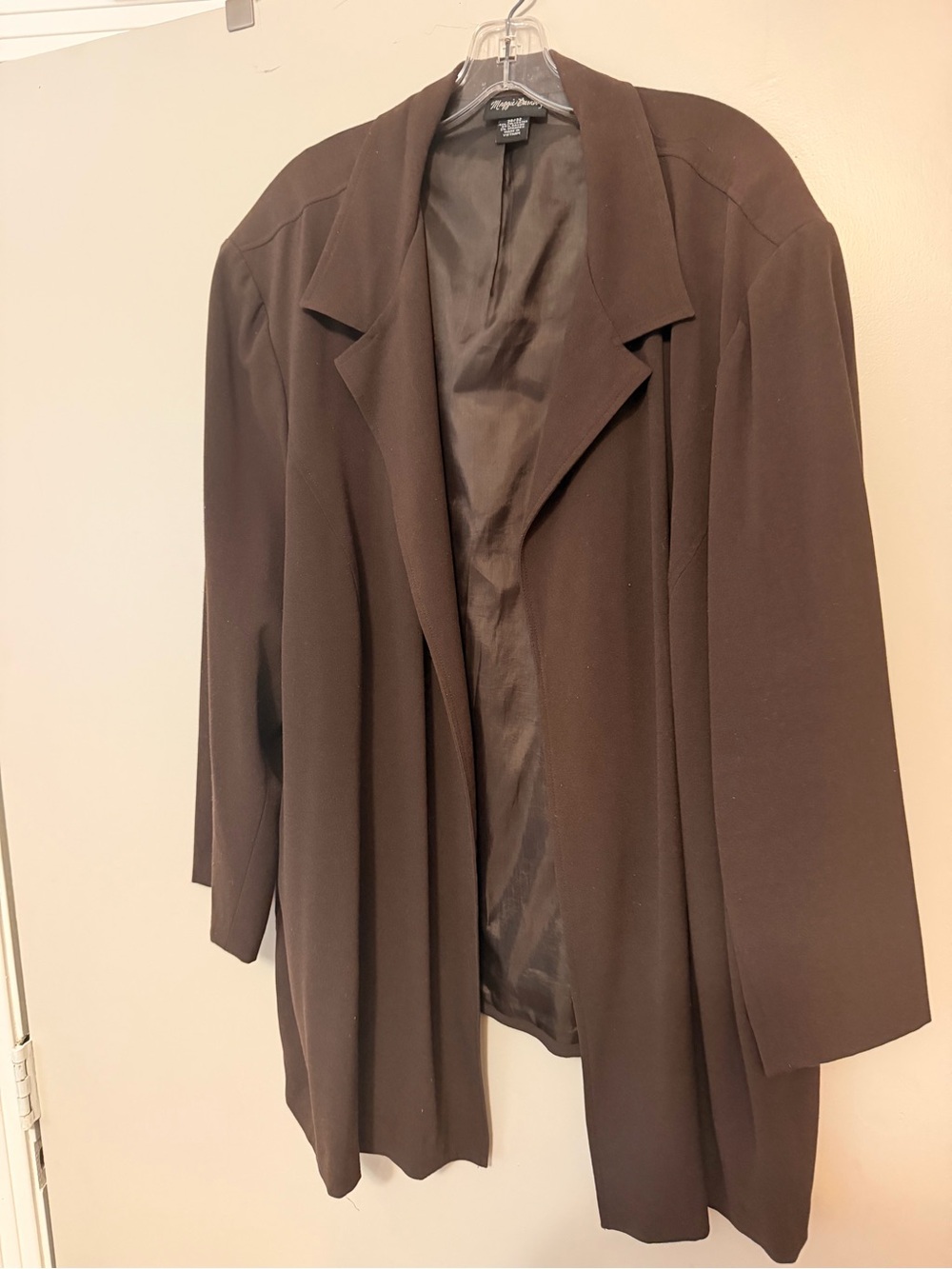 Maggie Barnes Womens Open-Front Brown Blazer Jacket